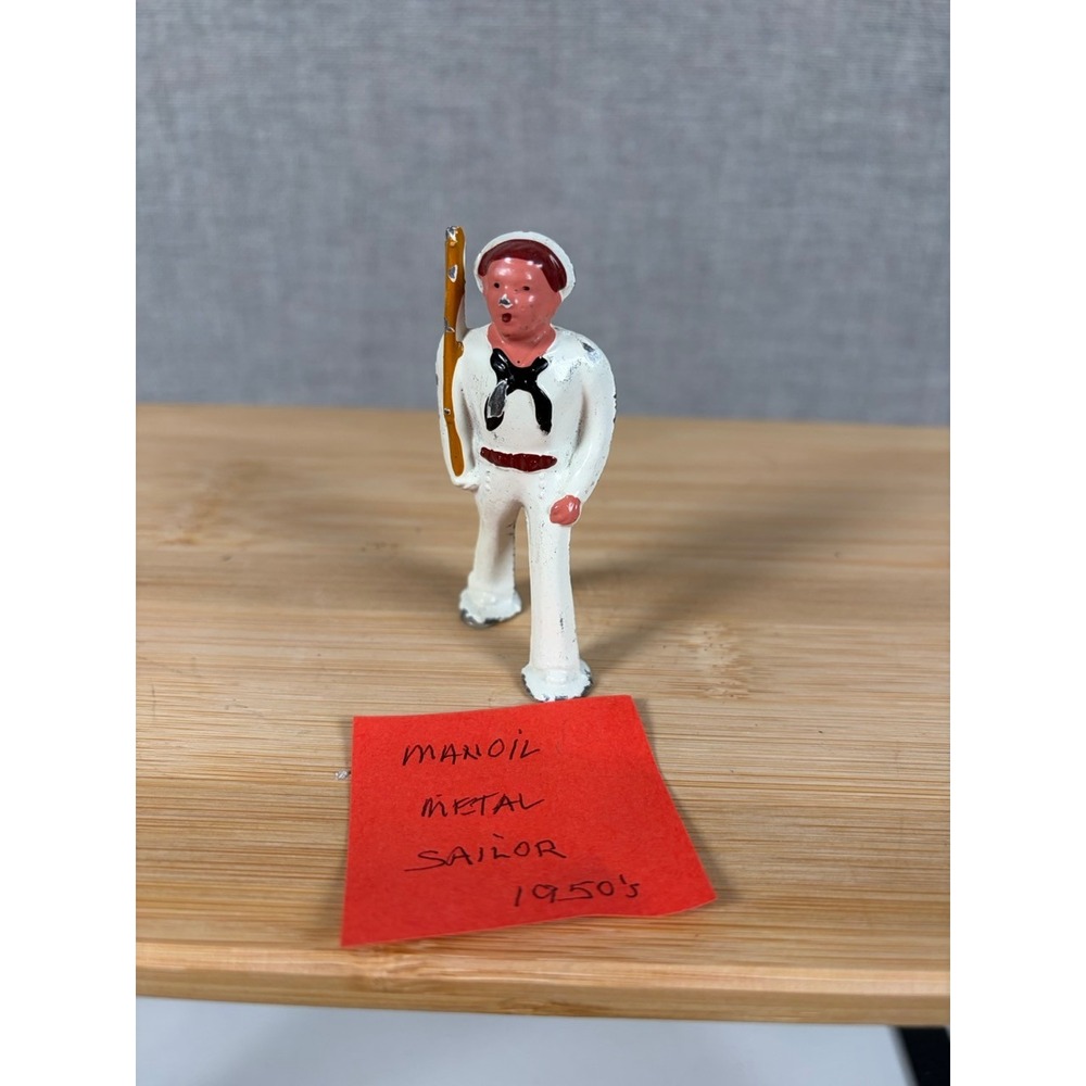 Vintage Manoil Metal Sailor Toy Soldier Figurine 1950s White Uniform 3 Inch